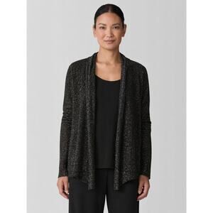 Eileen Fisher Linen Blend Long Sleeve Black Glitter Cardigan 3X Whimsigoth Light